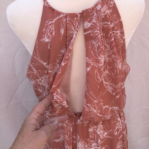 Lush Dress with Spaghetti Straps Size Medium Coral and White floral print - Picture 2 of 8